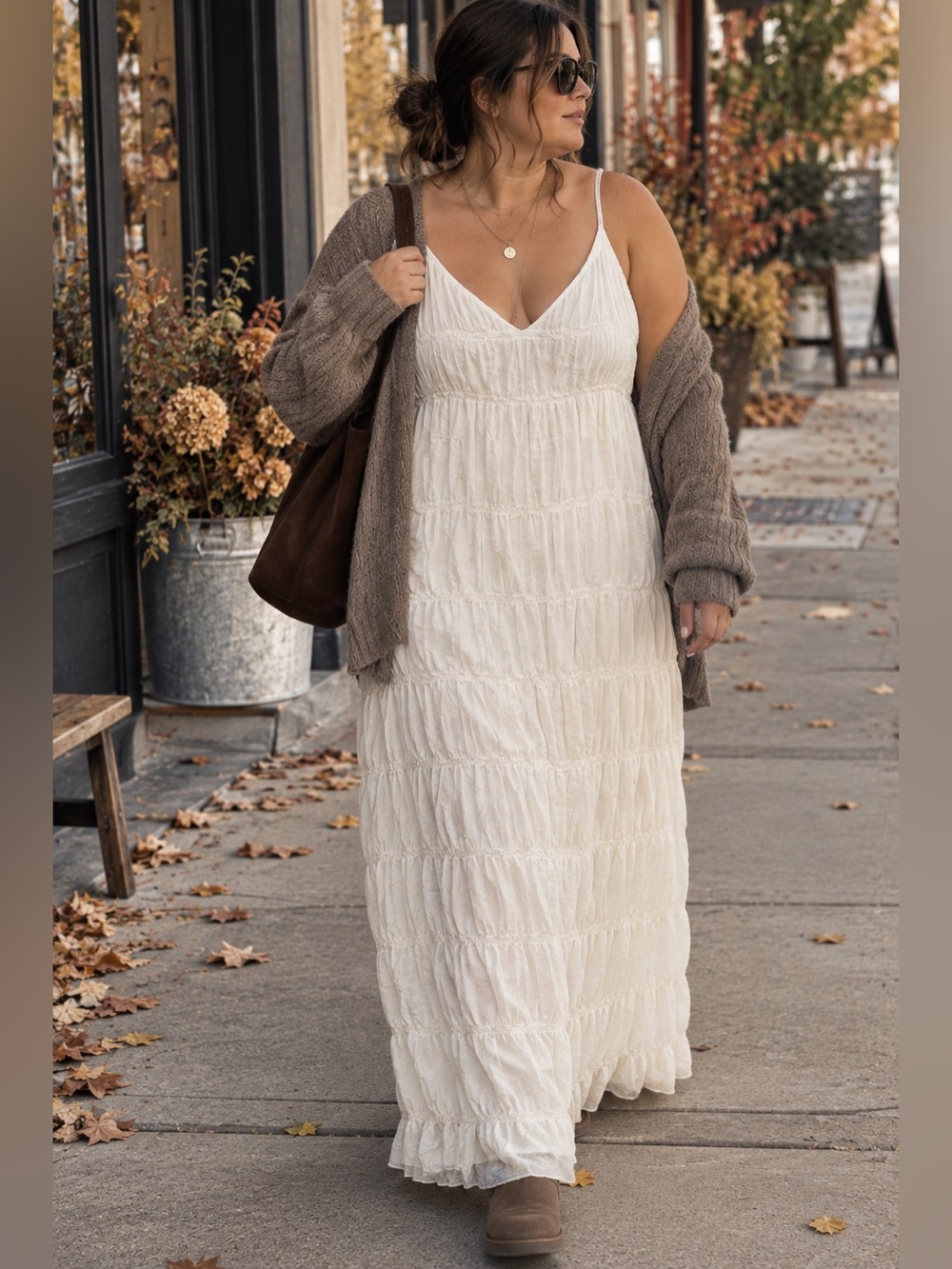 ivory ruched maxi dress xl spaghetti straps tiered ruffle boho fairy by commense